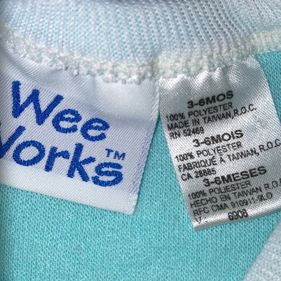 Vintage y2k wee works soft fleece mint green kitty cat matching set 3/6m - Picture 4 of 8